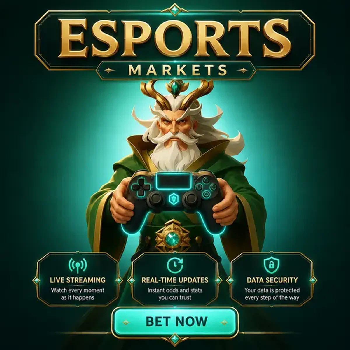 Manette de jeu numérique lumineuse alors que le joueur explore les marchés de paris esports BetOnRed